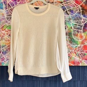 Theory petite wool and silk crew neck sweater